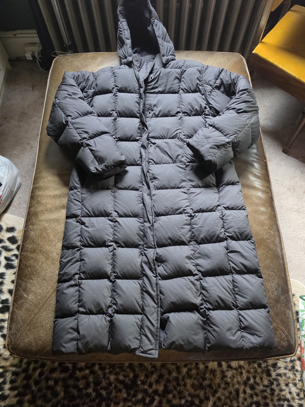 Lands' End Women's Black Long Hooded Puffer Coat